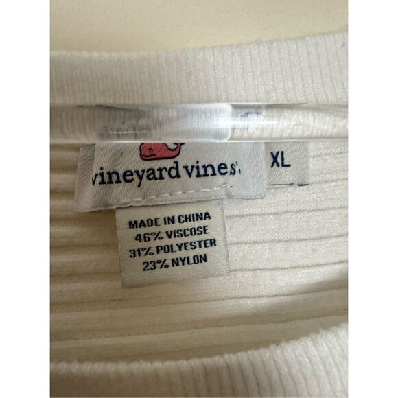 Vineyard Vines Batwing Sweater Ribbed Soft Oversized White XL Nautical Preppy Mi - Picture 2 of 4